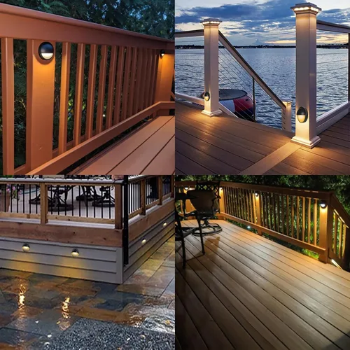 Vista 6 de Luces LED de aluminio para exteriores, blanco cálido Φ3.94 pulgadas, bajo voltaje, 12 V CA/CC IP65, impermeable, con cable eléctrico bajo cubierta