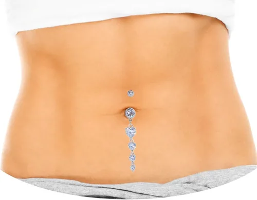 Vista 2 de Mutreso Anillo para ombligo con circonitas y corazón acero quirúrgico 14G piercing para ombligo