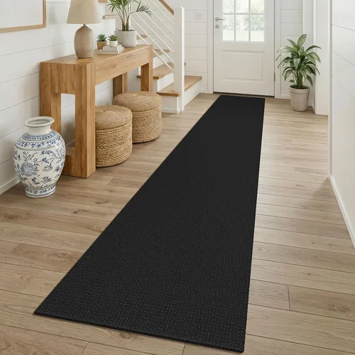 Vista 224 de KOZYFLY - Tapete para puerta de interior, lavable, pequeña, antideslizante, con respaldo de goma, felpudo de algodón para el hogar, color negro
