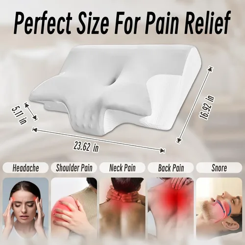 Vista 2 de Almohada cervical para el cuello para el dolor de cuello, alivio de ronquidos, apnea del sueño, almohada ergonómica para dormir lateral y espalda