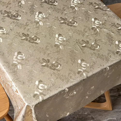 Vista 3 de FAVE Manteles dorados de vinilo para mesa de comedor de cocina, cubierta de mantel de PVC lavable para mesa rectangular para bodas, banquetes