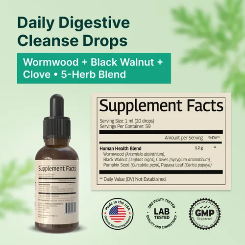 Vista 4 de VINATURA Líquido de clavo de nogal negro de ajenjo, limpieza, desintoxicación para humanos con hoja de papaya y semillas de calabaza, suplemento
