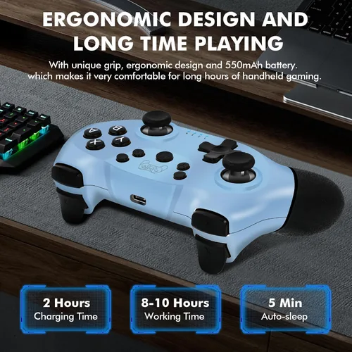 Vista 5 de Zakgbxbig Controller for Switch, Wireless Pro Controller for Switch Lite, Controller for Switch Remote Gamepad Joystick, Turbo and Dual Vibration
