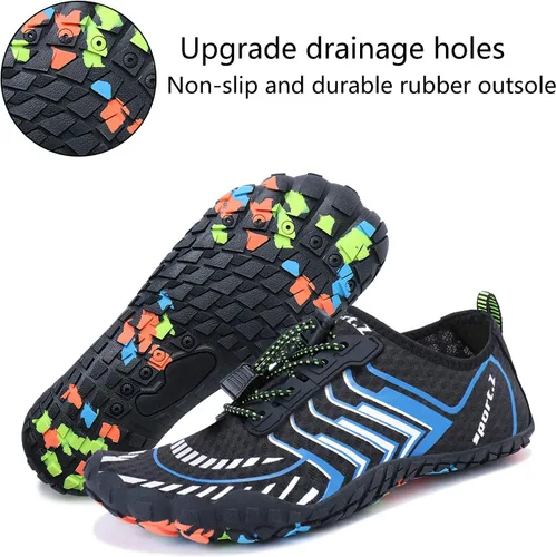 Vista 4 de MAYZERO Zapatos de agua para hombres y mujeres, zapatos de surf, playa, piscina, zapatos de punta ancha, senderismo, zapatos de agua, zapatillas