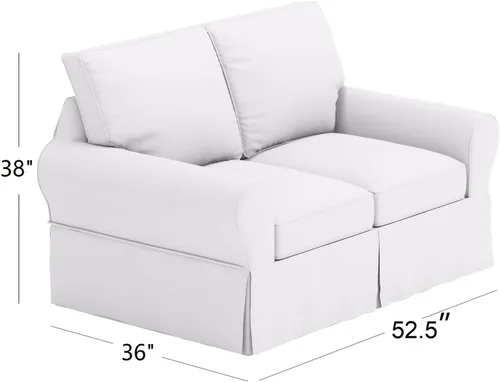 Vista 3 de La funda de sofá de algodón es de 2 asientos de repuesto compatible con Pottery Barn PB Basic Loveseat Sofa (beige)