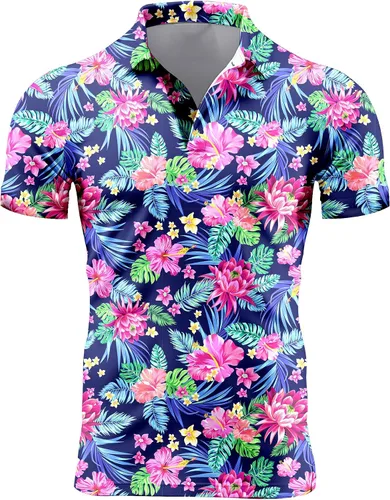 Vista 137 de Camisa de golf de los años 80 para hombre, ajuste seco, manga corta, estampada, divertidas, camisas de golf de los años 90 para hombre