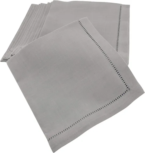 Vista 56 de SARO LIFESTYLE Servilleta de cóctel con borde cosido (juego de 12), negro, 6"x6