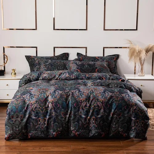 Vista 10 de ABREEZE Juego de ropa de cama de 3 piezas, estilo bohemio, retro, étnico, vintage, floral, ropa de cama bohemia, 100% algodón cepillado, damasco