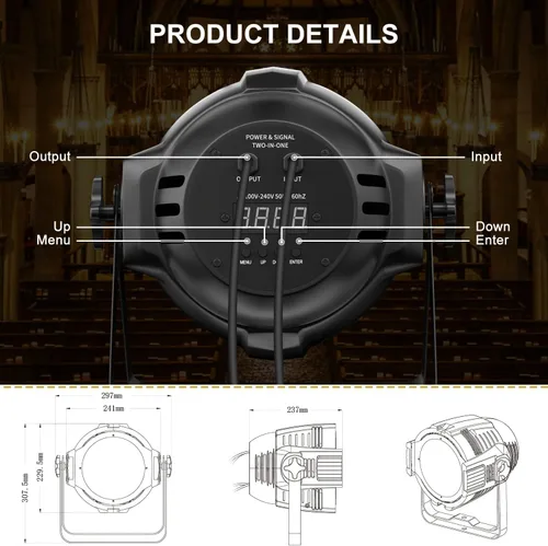 Vista 5 de BETOPPER Luces estroboscópicas de lavado de DJ para fiestas, 54 LED, súper brillante, DMX512, blanco/blanquecino, 5000 lúmenes, iluminación par