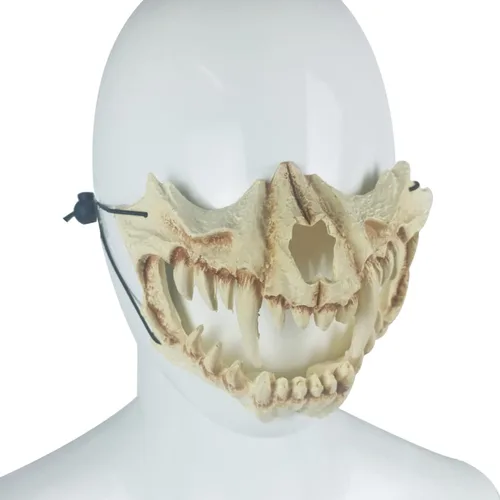 Vista 2 de Máscara de Halloween para niños y adultos estilo japonés diseño de esqueleto diseño de dragón tigre bestia