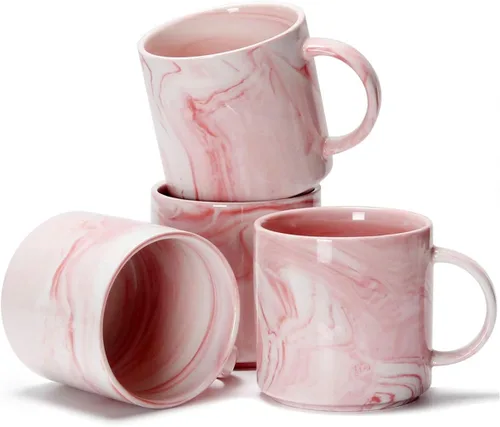 Vista 9 de M101 - Tazas de café apilables de 12 onzas para oficina, taza de cerámica de mármol novedosa para niños y niñas, amantes, mujeres y hombres, juego