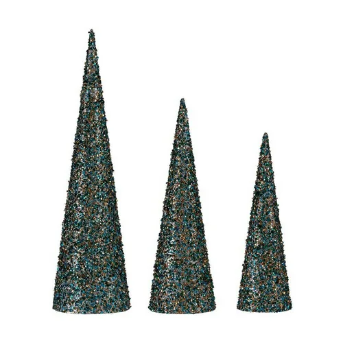 Vista 2 de Adorno Navideño Krist+ Azul Dorado Lentejuelas Navidad 16,5 x 60 x 16,5 cm Conos