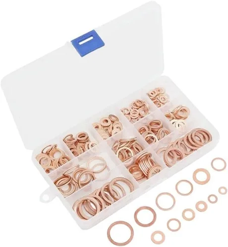 Vista 7 de for Solid Copper Gasket Set 15 Sizes Oil Pan Seal for Solid Copper 150 pieces, 15 metric sizes M5- for m22, organized plastic case, easy storage