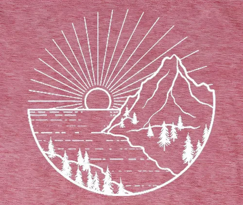 Vista 4 de Camiseta de senderismo para mujer, camiseta de montaña con estampado gráfico de naturaleza y amanecer, camiseta de verano de manga corta