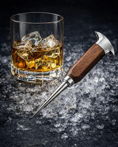 Vista 2 de Paleta de hielo para romper hielo, herramienta eficiente de acero inoxidable de 6.86 pulgadas con mango ergonómico para uso en el hogar, bar