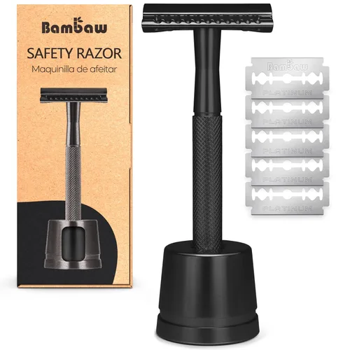 Vista 18 de Bambaw Maquinilla de afeitar de seguridad para hombres con 5 cuchillas, maquinilla de afeitar de seguridad de doble filo para hombres, maquinilla