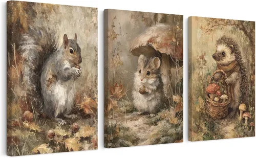 Vista 12 de Arte de Pared para Guardería de Osos, Decoración Póster de Lienzo para Niños, Decoración de Pared para Guardería de Bebé Niño, Imágenes de Animales