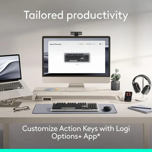Vista 5 de Logitech Alto Keys K98M - Teclado mecánico inalámbrico, teclado personalizable con junta de absorción de vibraciones, teclas retroiluminadas, Grafito