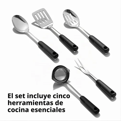 Vista 6 de OXO Good Grips - Juego de utensilios de cocina de acero inoxidable para preparar y servir, 6 piezas
