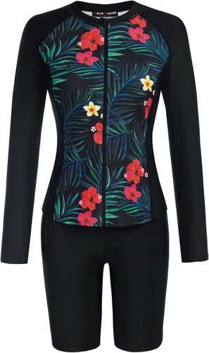 Vista 6 de JACK SMITH Traje de baño de 3 piezas de manga larga con cremallera frontal, tankini UPF 50 para mujer