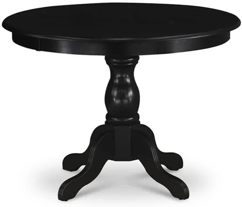 Vista 3 de East West Furniture HBAB3-ABK-24 Hartland - Juego de habitación de 3 piezas que contiene una mesa de comedor redonda con pedestal y sillas tapizadas
