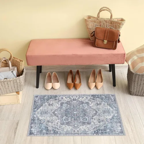 Vista 73 de GLN Rugs Bohemian - Troy - Alfombra de felpilla lavable a máquina, bohemio, lavable, antideslizante, alfombra de área de felpilla de pelo bajo