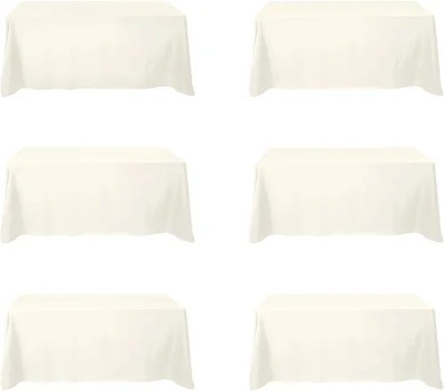 Vista 150 de BRILLMAX - Manteles para mesa rectangular de 6 pies, tela de lino de poliéster, lavable, para boda, recepción, banquete, fiesta de cumpleaños, 60 x