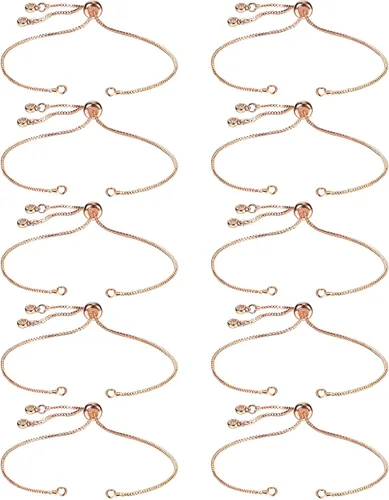 Vista 8 de Sureio 10 Piezas Pulseras Deslizantes Ajustables para Hacer Joyas Cadenas de Pulseras para Hacer Joyas DIY Accesorios Cadenas Extensoras con Dorado