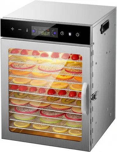 Vista 7 de Food Dehydrator Machine, 400/800W Commercial Stainless Steel Dehydrator, 6–18 Trays, Adjustable Temp 86–194°F, 24H Timer, Digital Control Panel for