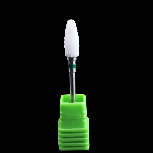 Vista 4 de Broca de cerámica de grano grueso para uñas, broca de archivo de cono de cerámica blanca, herramienta de arte de uñas de gel estilo llama 3/32