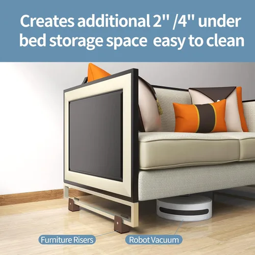Vista 5 de Elevadores de cama con abrazadera de tornillo ajustable, se adapta a grosor de marco de muebles de 0 a 1.5 pulgadas, elevación en altura de 2