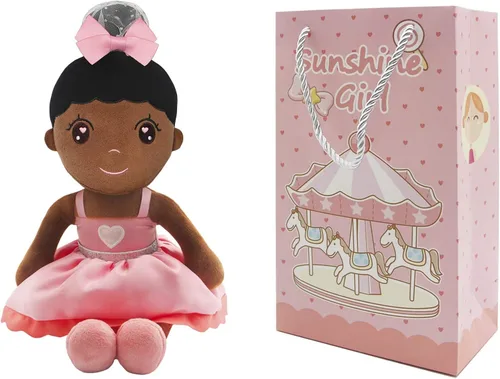 Vista 7 de Conzy Muñeca de peluche para niña, 17.3 pulgadas, súper suave, con bolsa de regalo de 17.3 pulgadas (princesa negra)