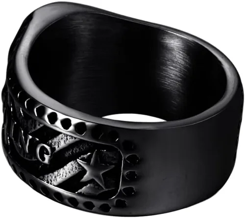 Vista 5 de ELFASIO Anillo vintage de acero inoxidable con calavera gótica para hombres y niños, banda de esqueleto plateado, cóctel, fiesta, ciclismo