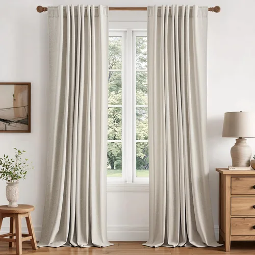 Vista 15 de MIULEE Cortinas de lino 100% opacas para dormitorio, 40 pulgadas de ancho x Marrón Oscuro