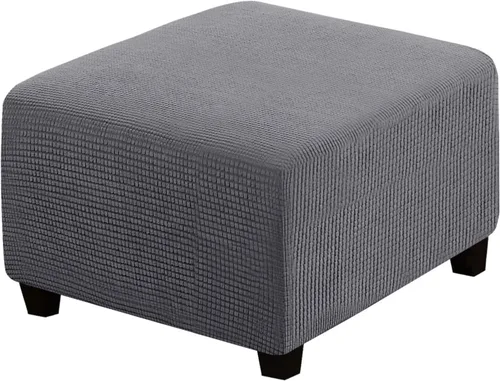 Vista 11 de ADPON Fundas otomanas cuadradas, fundas otomanas, protector de taburete de almacenamiento plegable, parte inferior elástica, tela jacquard de Negro