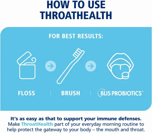 Vista 6 de BLIS ThroatHealth Probióticos orales K12 - Apoyo inmunológico y de garganta, vainilla - 30 pastillas, 2.5 mil millones de UFC