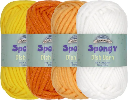 Vista 12 de JubileeYarn Hilo esponjoso para platos - 50 g/madeja de nylon grueso - paño de cocina - negro - 4 madejas
