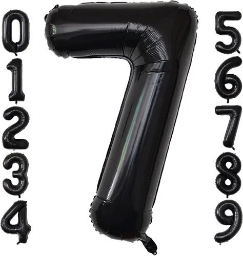 Vista 25 de Globos gigantes de números negros de 40 pulgadas, globos de aluminio de Mylar con helio para cumpleaños, globo número 0 para decoración de fiestas