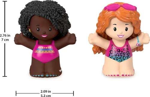Vista 5 de Fisher-Price Little People - Juego de figuras de natación de Barbie con 2 personajes para preescolar, juego de simulación para niños a partir de 18