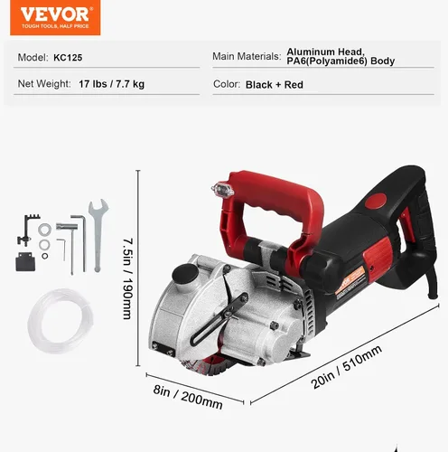 Vista 7 de VEVOR Wall Chaser - Cortador de hormigón de 4800 W (con hojas de sierra de 5 x 5 pulgadas, a prueba de polvo y visión infrarroja de línea)