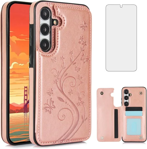 Vista 10 de Asuwish Funda de teléfono para Samsung Galaxy S25 5G con protector de pantalla de vidrio templado y tarjetero con soporte para tarjetero, soporte