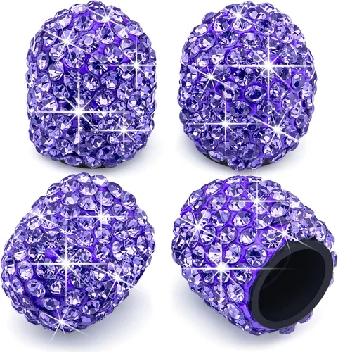 Vista 7 de 4 tapas de válvula de vástago de neumático de diamantes de cristal brillante, a prueba de polvo, tapas universales para válvulas de neumáticos