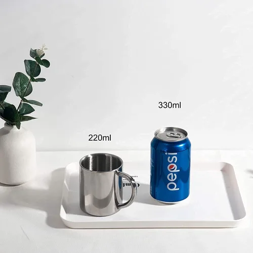 Vista 4 de IMEEA 7.5oz/7.4 fl oz tazas de té de camping tazas de té de doble pared de acero inoxidable 13.5oz/13.5 fl oz tazas de café