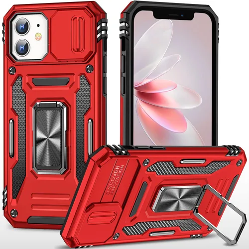 Vista 25 de Funda para iPhone 12 Pro Max con cubierta deslizante para cámara, con soporte para anillo de dedo, soporte magnético para automóvil, para iPhone 12