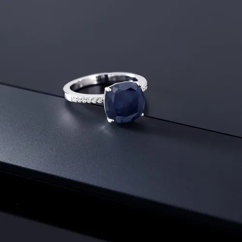 Vista 10 de Gem Stone King Anillo de compromiso de plata de ley 925 con piedra preciosa de corte cojín de 0.39 pulgadas Anillo de compromiso de aniversario