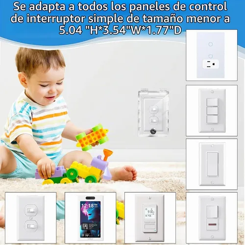 Vista 3 de Cubierta para Interruptor de Casa Inteligente, Cubiertas de Tomacorriente a Prueba de Bebés, Protector de Placa de Interruptor de Seguridad