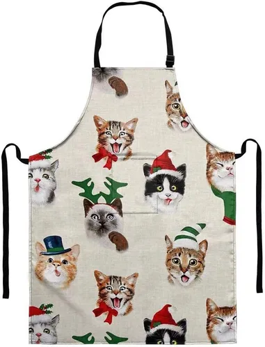 Vista 10 de Dellukee Delantal ajustable de cocina con bolsillo para mujeres y hombres, delantales impermeables