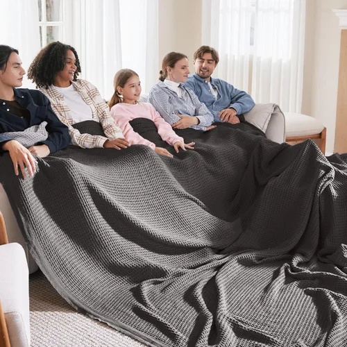 Vista 54 de Bedsure Gentlesoft - Manta de 100 % algodón, tamaño Twin XL, para dormitorio universitario, transpirable y suave, manta Twin de tejido waffle