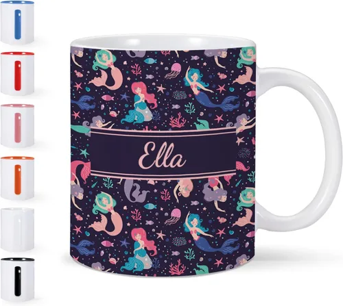 Vista 10 de Taza de cerámica de Navidad personalizada para niños, niñas, adultos con nombre personalizado, tazas de café de chocolate caliente, taza de té de 11