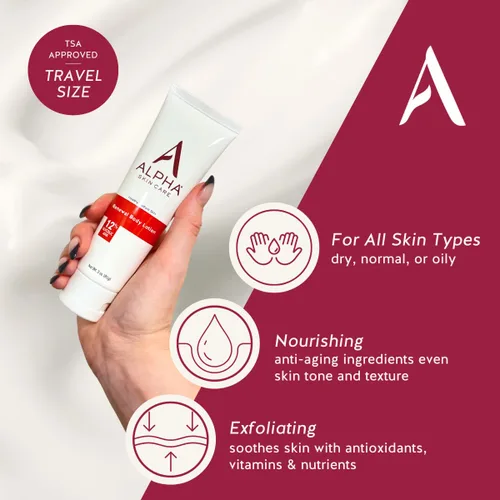 Vista 2 de Alpha Loción corporal revitalizante para el cuidado de la piel, 12% AHA glicólico, hidratante diario simple y eficaz, hidrata y exfolia para una